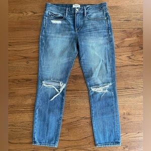 Frame Le Boy Distressed High Waisted Jeans, Size 29, Kirkwall, Made in USA